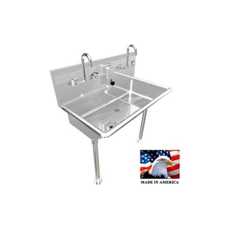Best Sheet Metal. BSM Inc. Commercial Stainless Steel Sink, 2 User w/Manual Faucets Straight Legs 36"L X 20"W X 8"D 021M36208L